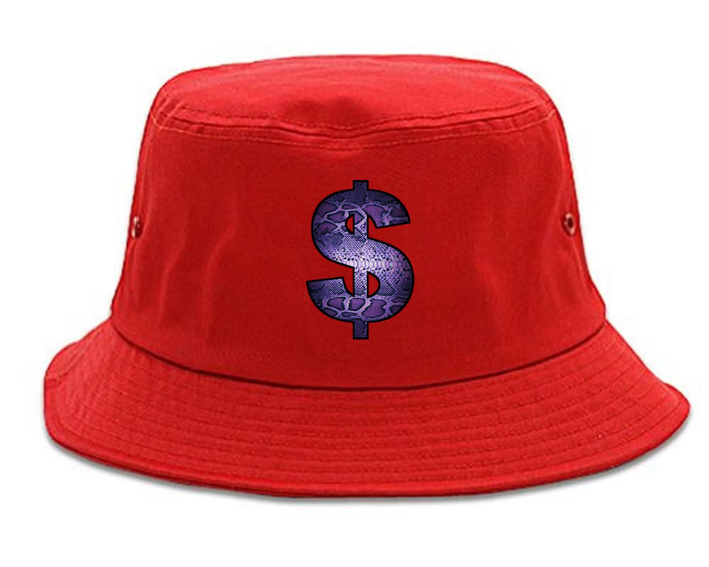 Snakeskin Money Sign Purple Animal Print Bucket Hat By Kings Of NY