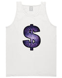 Snakeskin Money Sign Purple Animal Print Tank Top In White by Kings Of NY