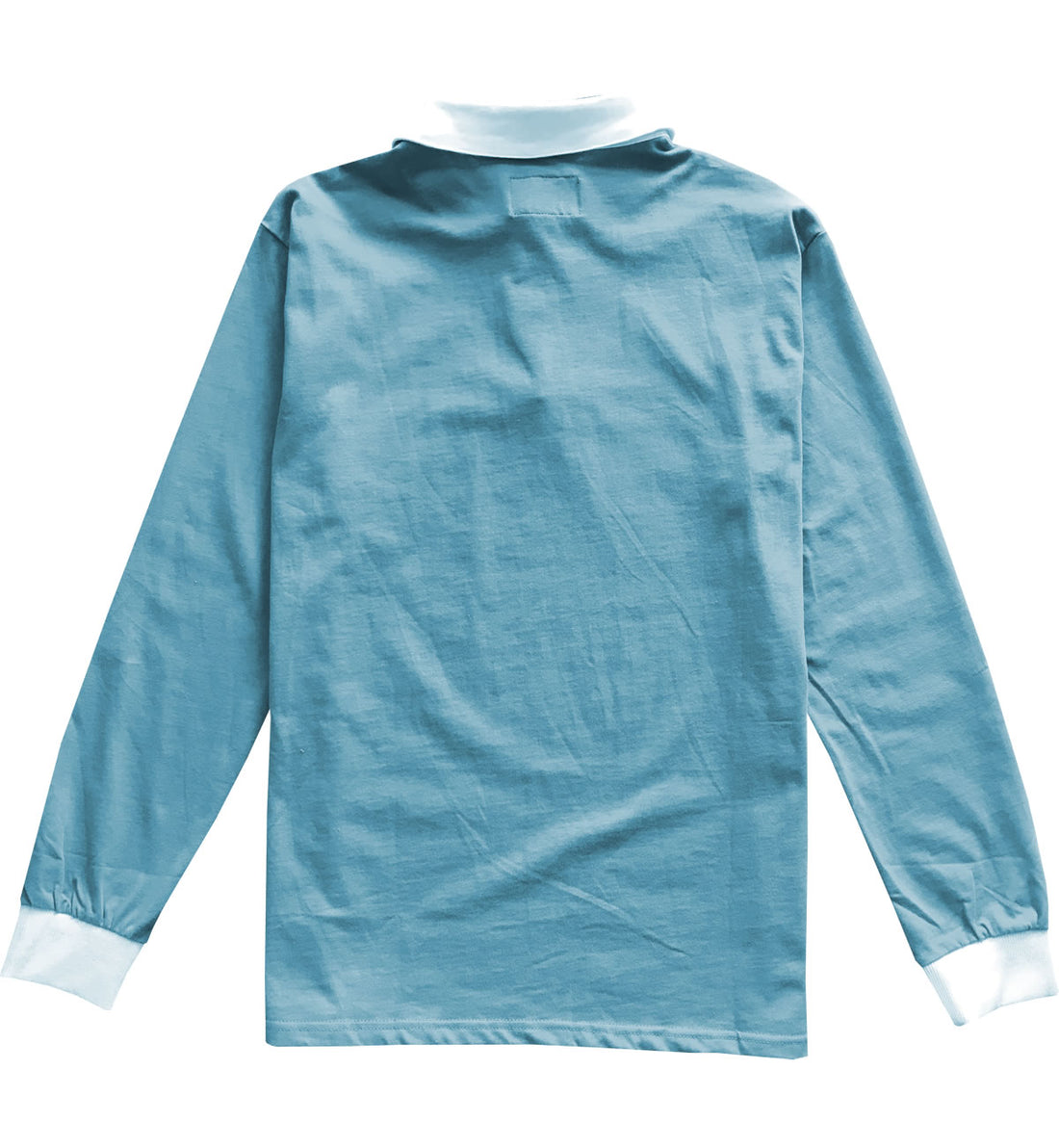Solid Light Blue with White Collar Mens Long Sleeve Polo Rugby Shirt