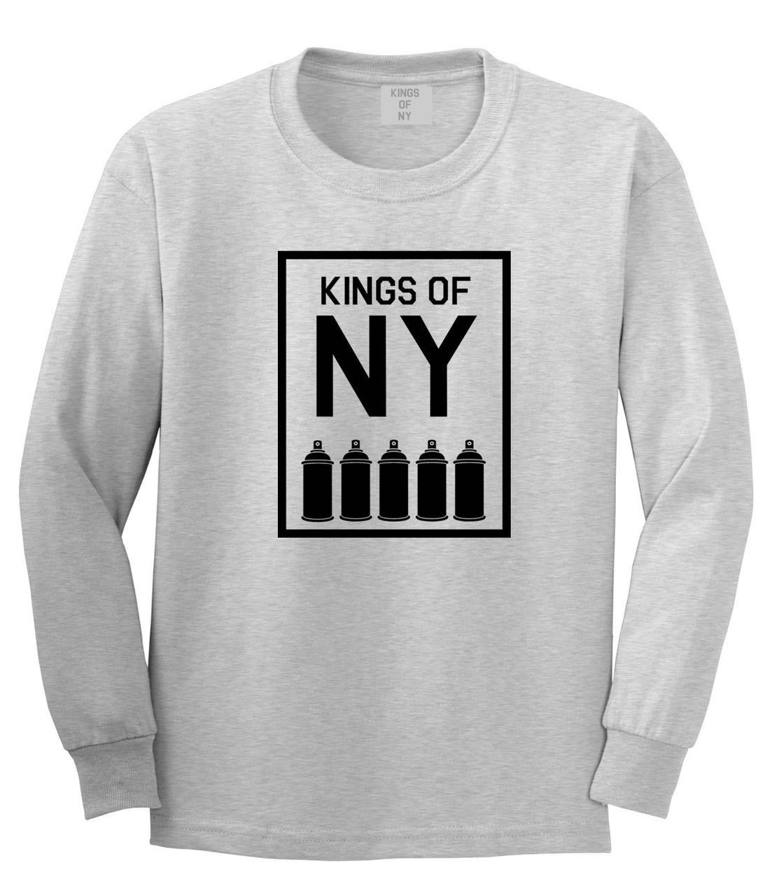 Spray Can Graffiti Long Sleeve T-Shirt in Grey by Kings Of NY