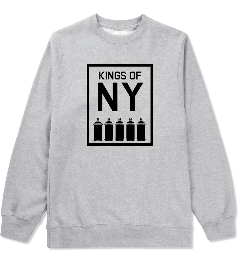 Spray Can Graffiti Crewneck Sweatshirt in Grey by Kings Of NY