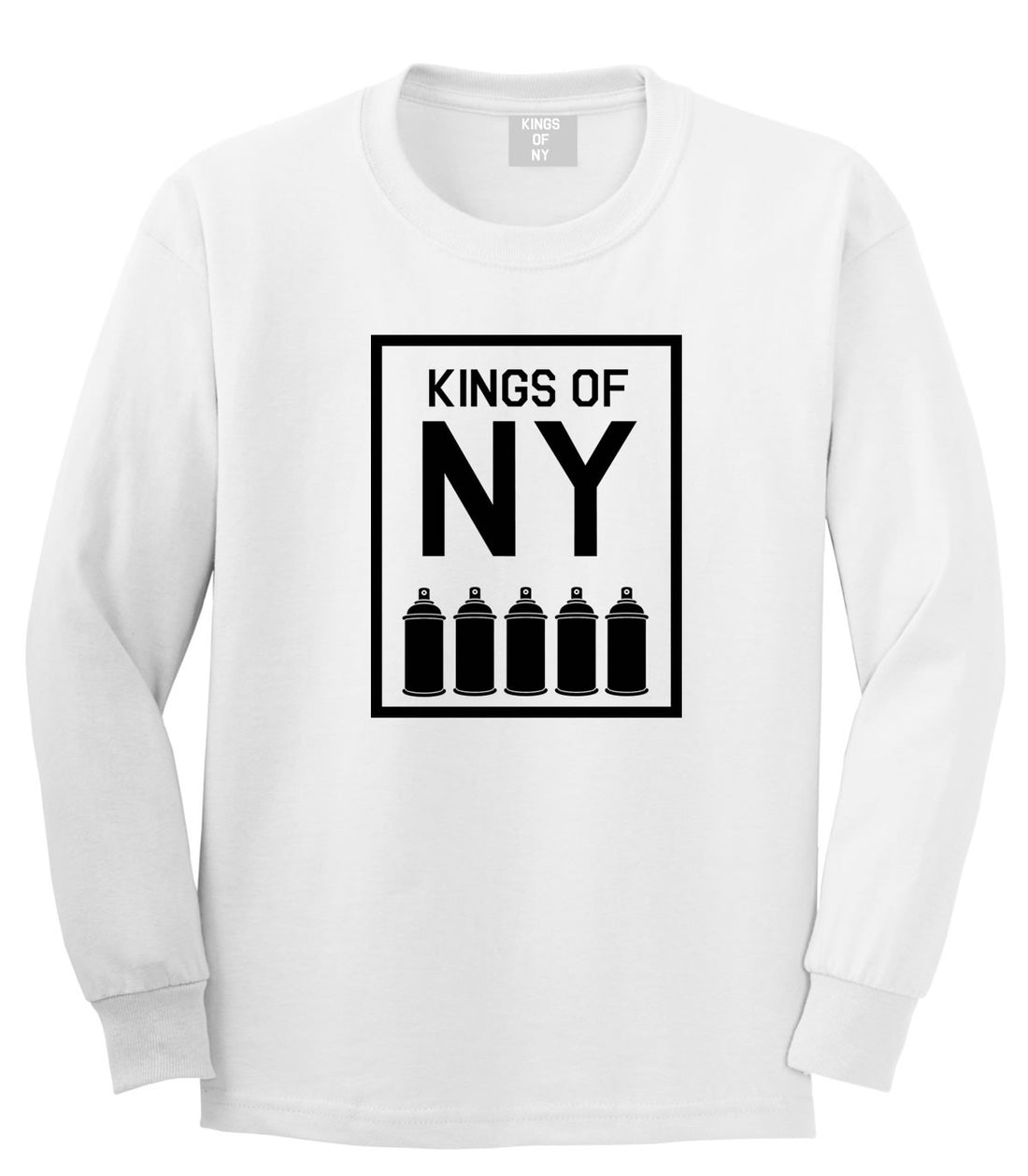 Spray Can Graffiti Long Sleeve T-Shirt in White by Kings Of NY
