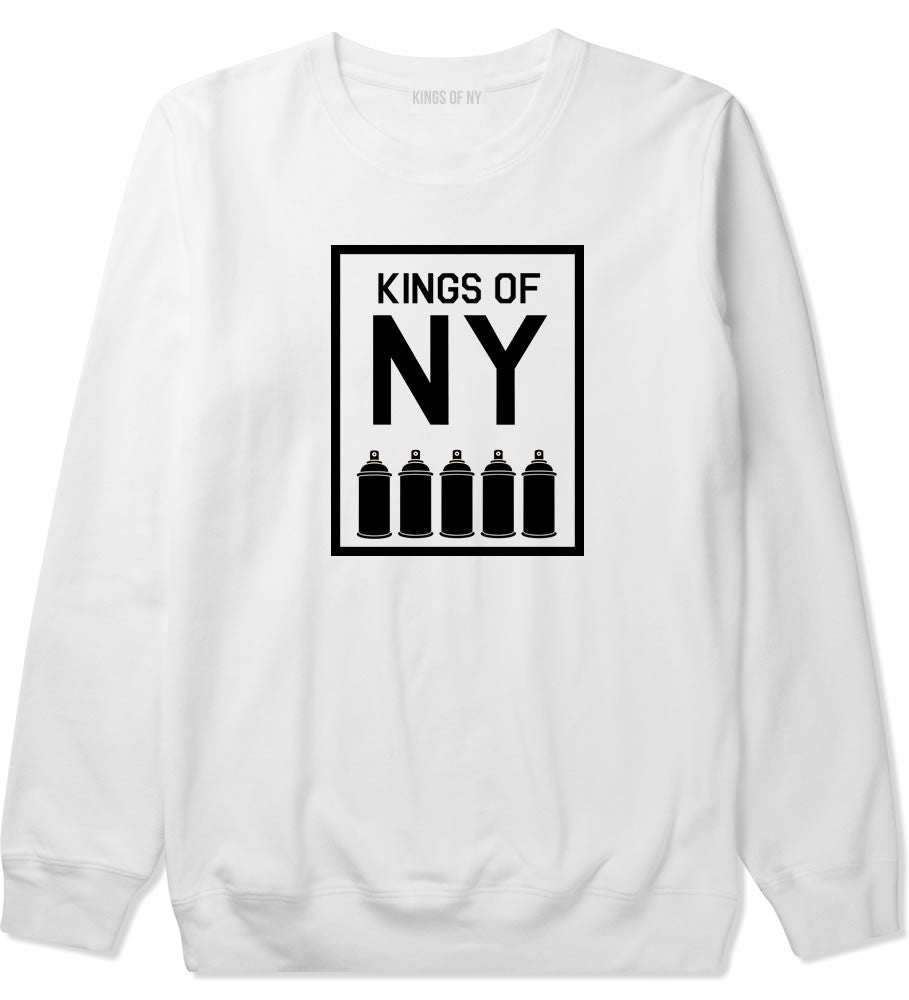 Spray Can Graffiti Crewneck Sweatshirt in White by Kings Of NY
