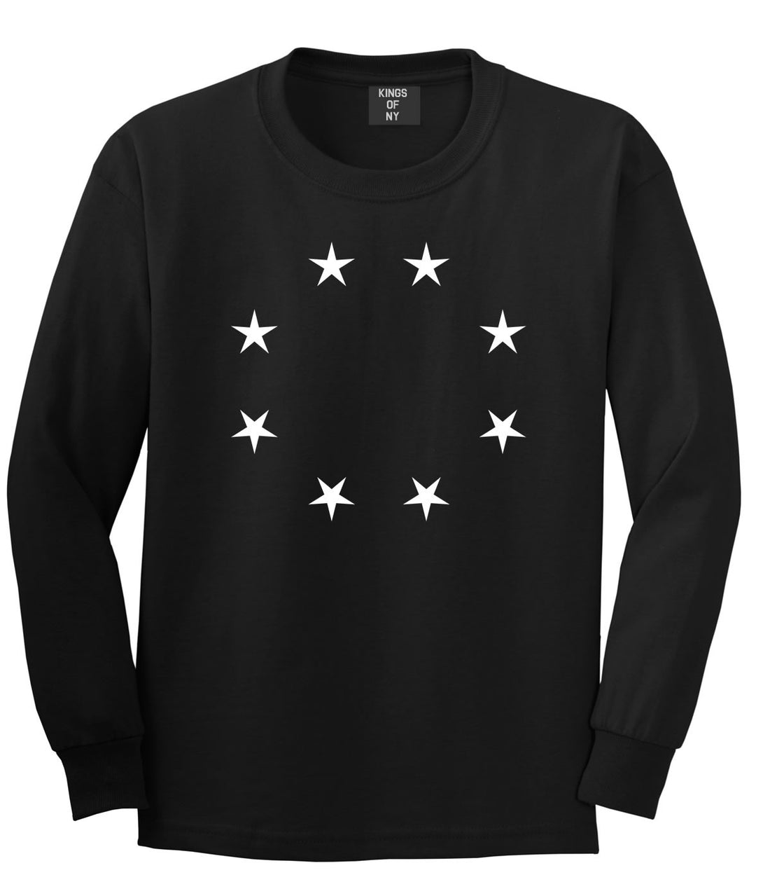 Stars Circle Scale Black by Kings Of NY True Goth Ghetto Long Sleeve Boys Kids T-Shirt In Black by Kings Of NY