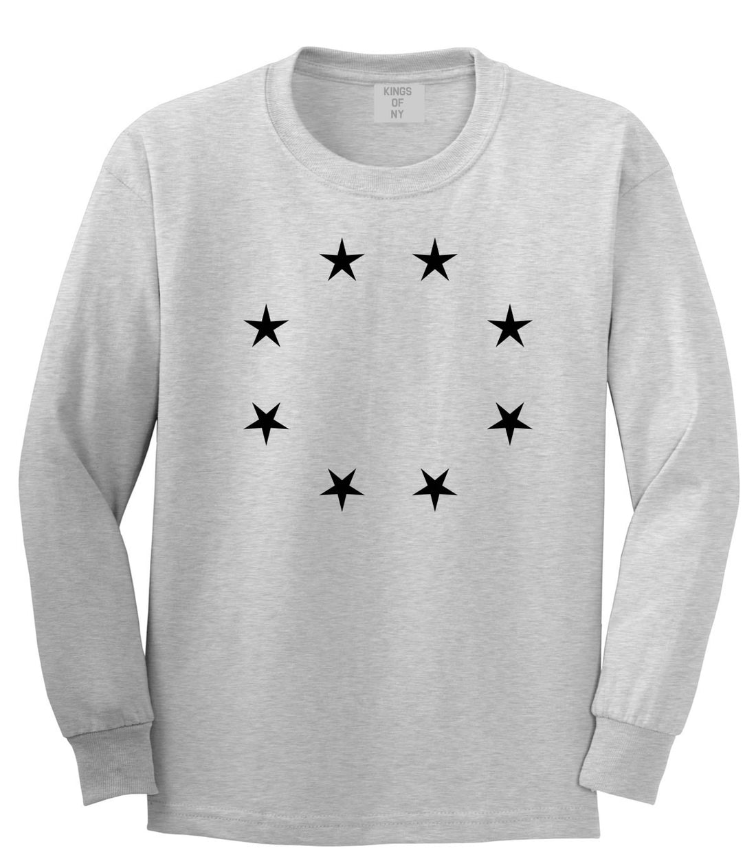 Stars Circle Scale Black by Kings Of NY True Goth Ghetto Long Sleeve Boys Kids T-Shirt In Grey by Kings Of NY