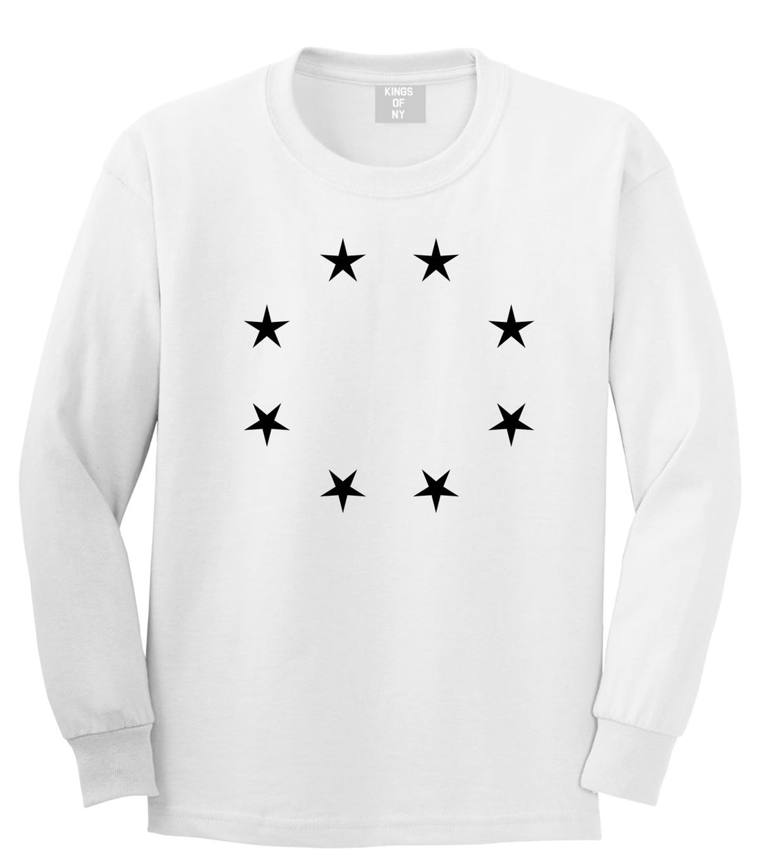Stars Circle Scale Black by Kings Of NY True Goth Ghetto Long Sleeve T-Shirt in White by Kings Of NY
