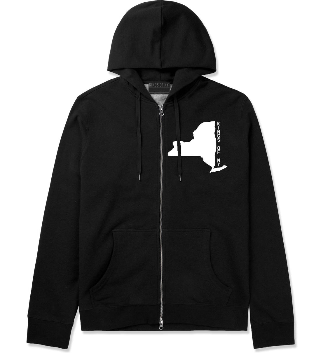 New York State Shape Zip Up Hoodie in Black By Kings Of NY