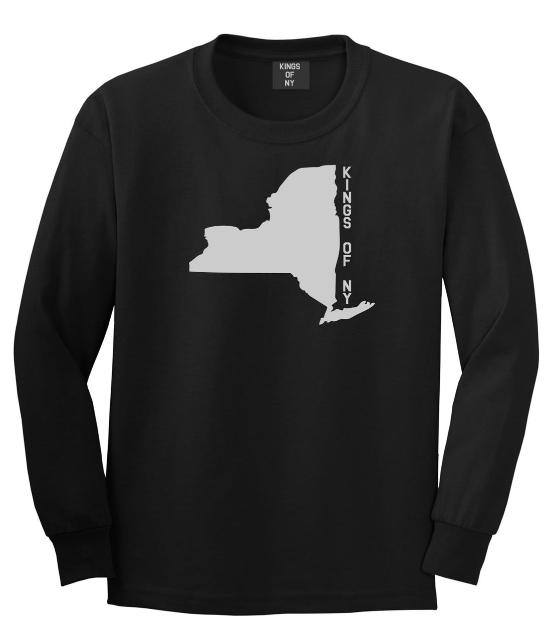 New York State Shape Long Sleeve T-Shirt in Black By Kings Of NY