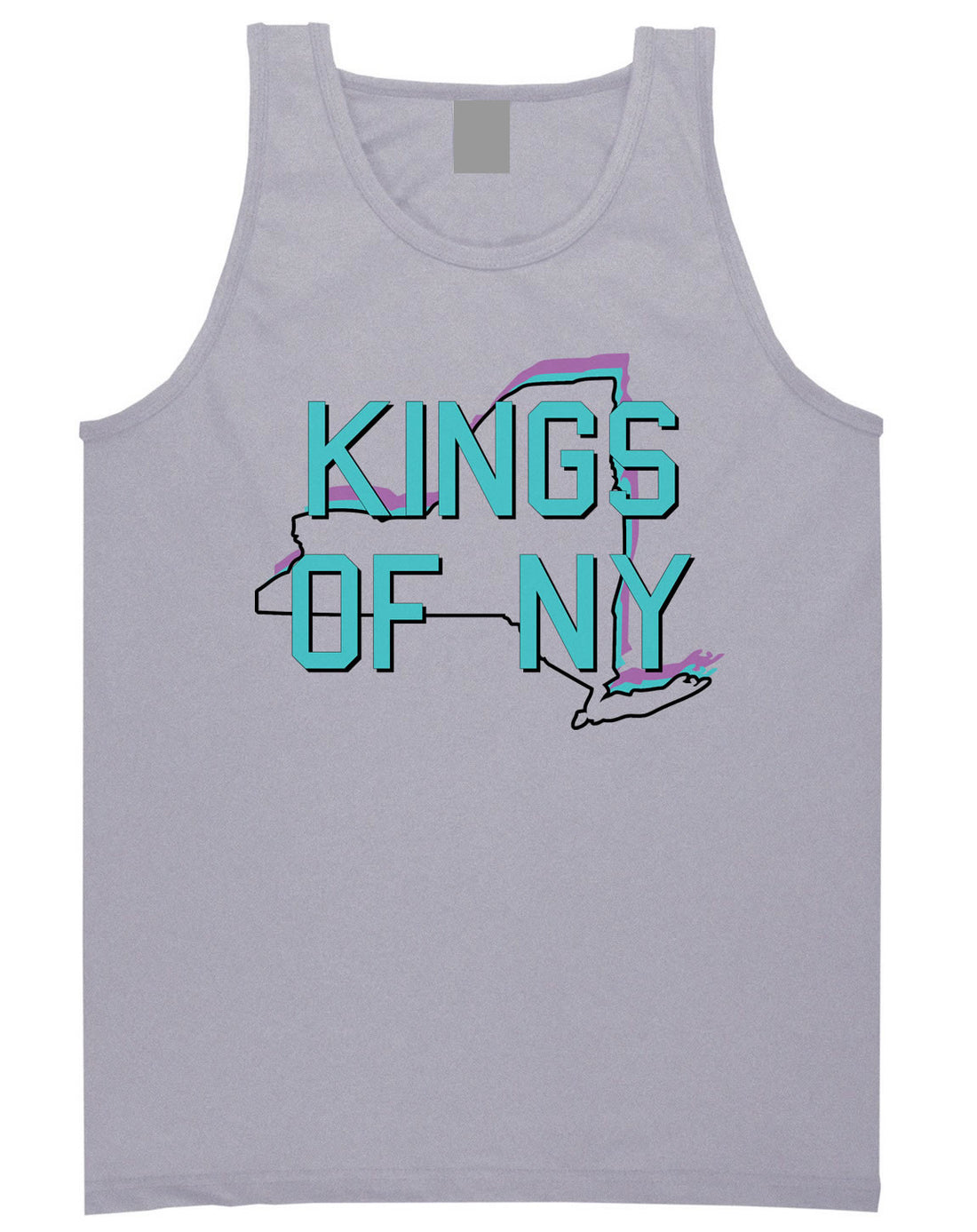 New York State Outline Tank Top in Grey by Kings Of NY