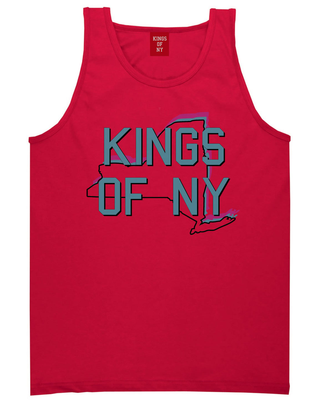 New York State Outline Tank Top in Red by Kings Of NY