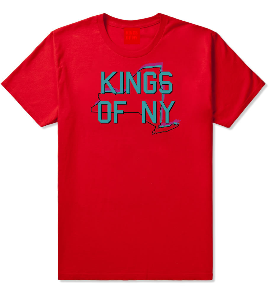 New York State Outline Boys Kids T-Shirt in Red by Kings Of NY