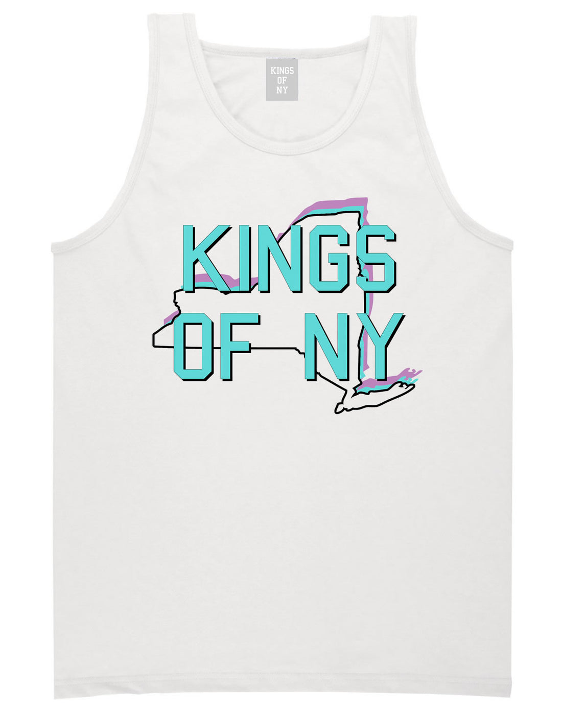 New York State Outline Tank Top in White by Kings Of NY