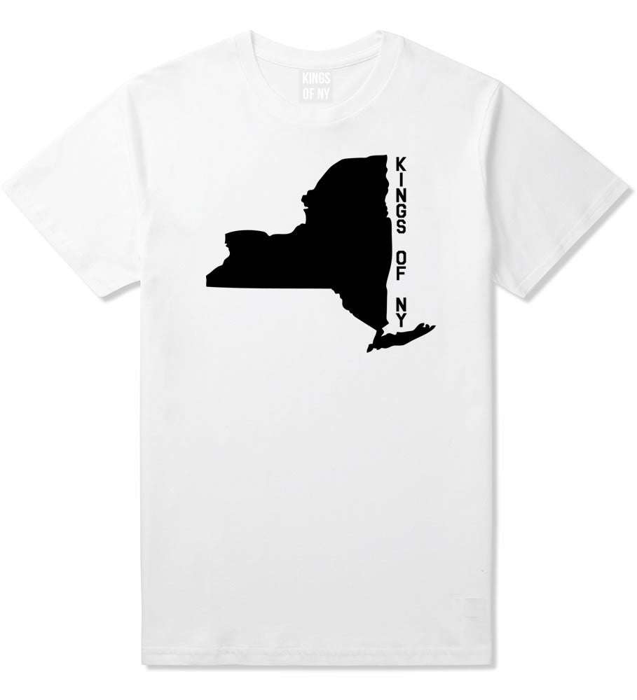 New York State Shape T-Shirt in White By Kings Of NY