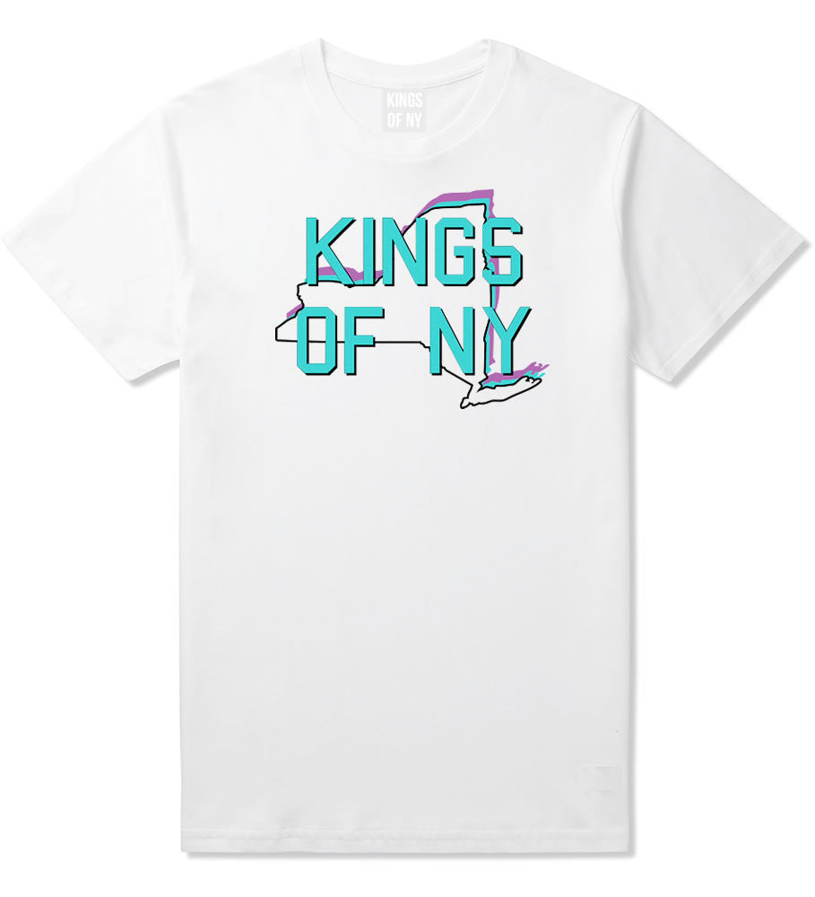 New York State Outline Boys Kids T-Shirt in White by Kings Of NY
