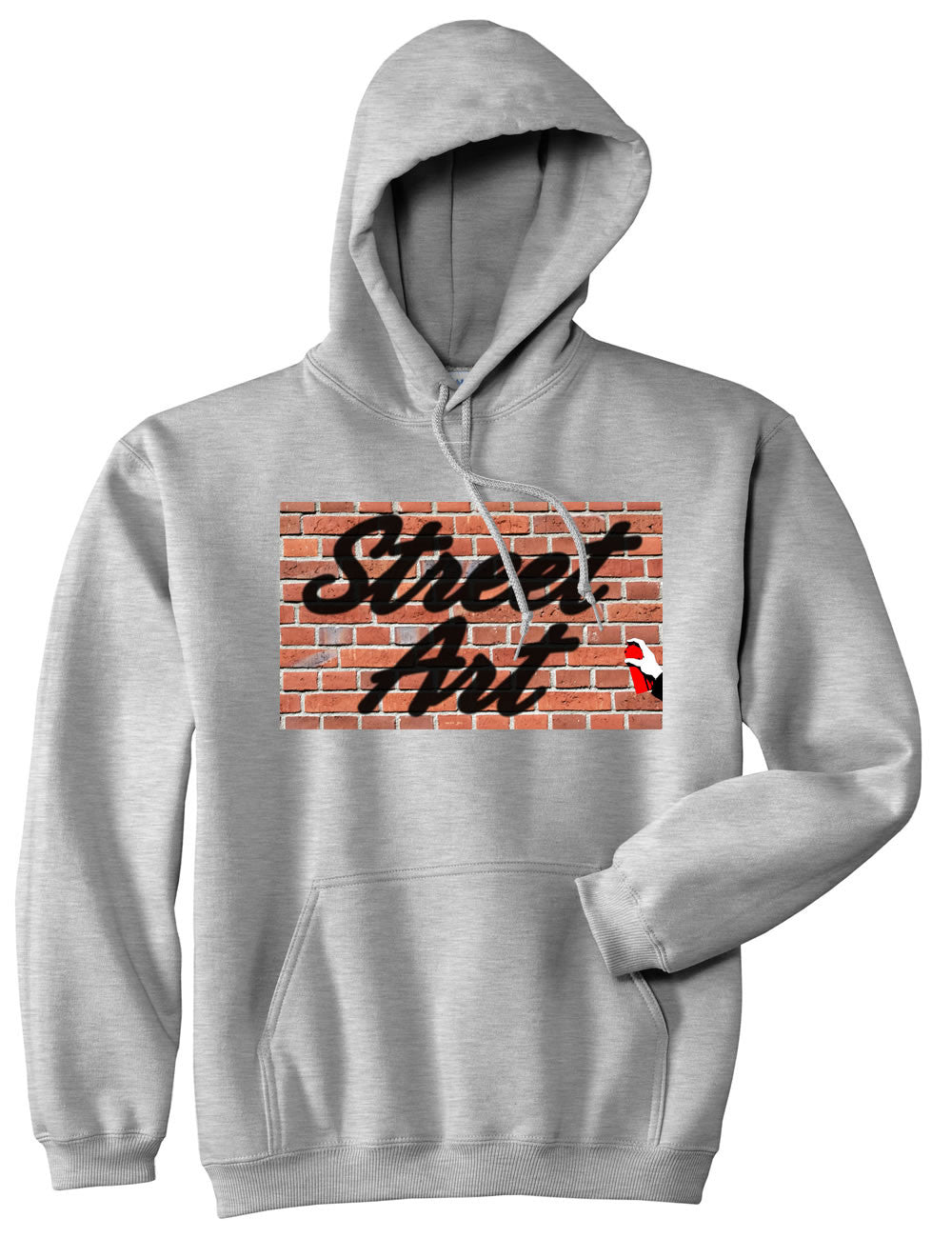 Kings Of NY Street Art Graffiti Spray Can Bricks Wall Painting Pullover Hoodie Hoody in Grey