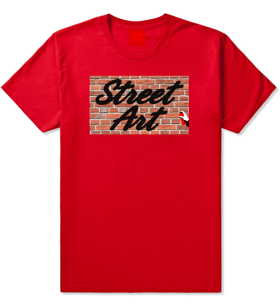 Kings Of NY Street Art Graffiti Spray Can Bricks Wall Painting T-Shirt in Red