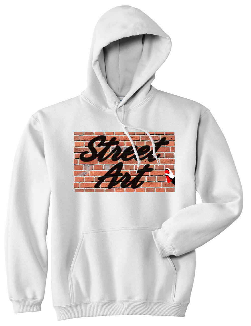 Kings Of NY Street Art Graffiti Spray Can Bricks Wall Painting Pullover Hoodie Hoody in White