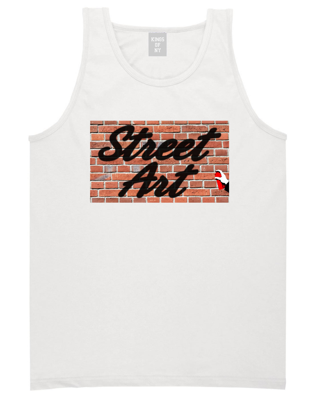 Kings Of NY Street Art Graffiti Spray Can Bricks Wall Painting Tank Top in White