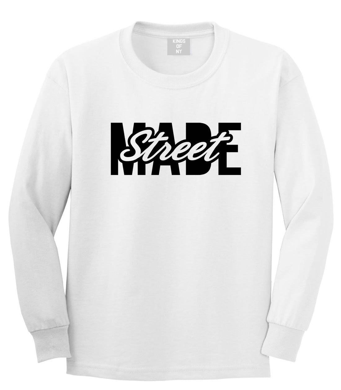 Kings Of NY Street Made Long Sleeve T-Shirt in White