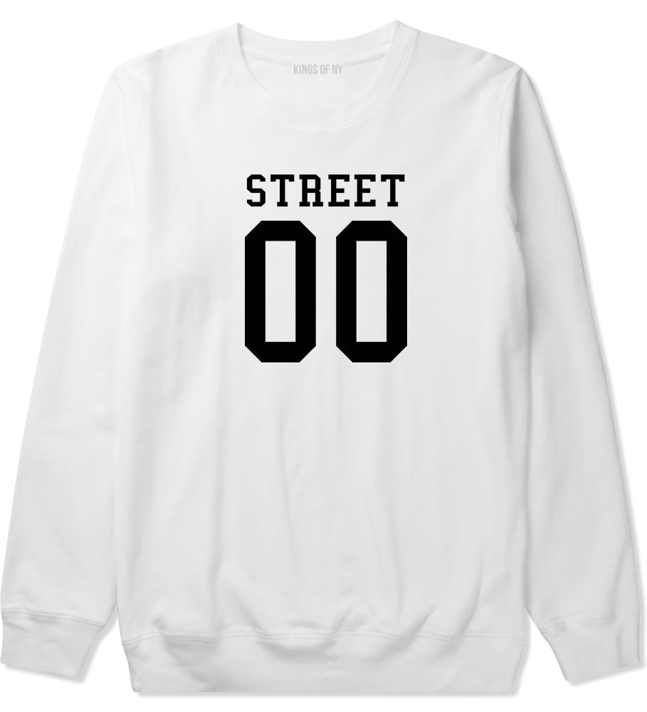 Street Team 00 Jersey Boys Kids Crewneck Sweatshirt in White By Kings Of NY