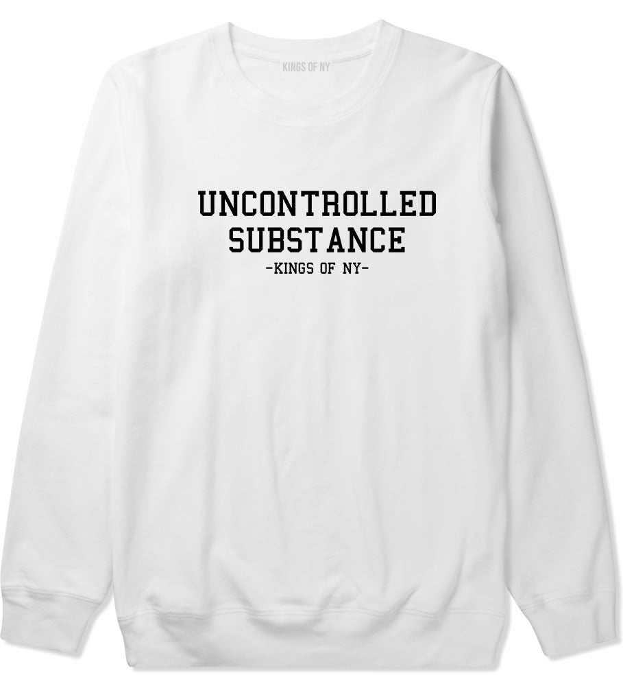 Uncontrolled Substance Crewneck Sweatshirt in White by Kings Of NY