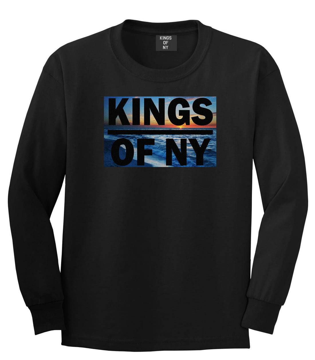 Sunset Logo Boys Kids Long Sleeve T-Shirt in Black by Kings Of NY