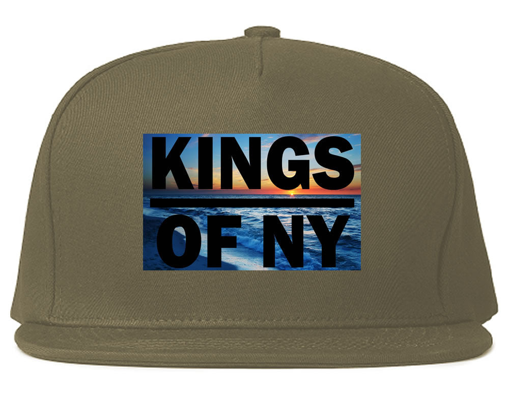 Sunset Logo Snapback Hat in Grey by Kings Of NY