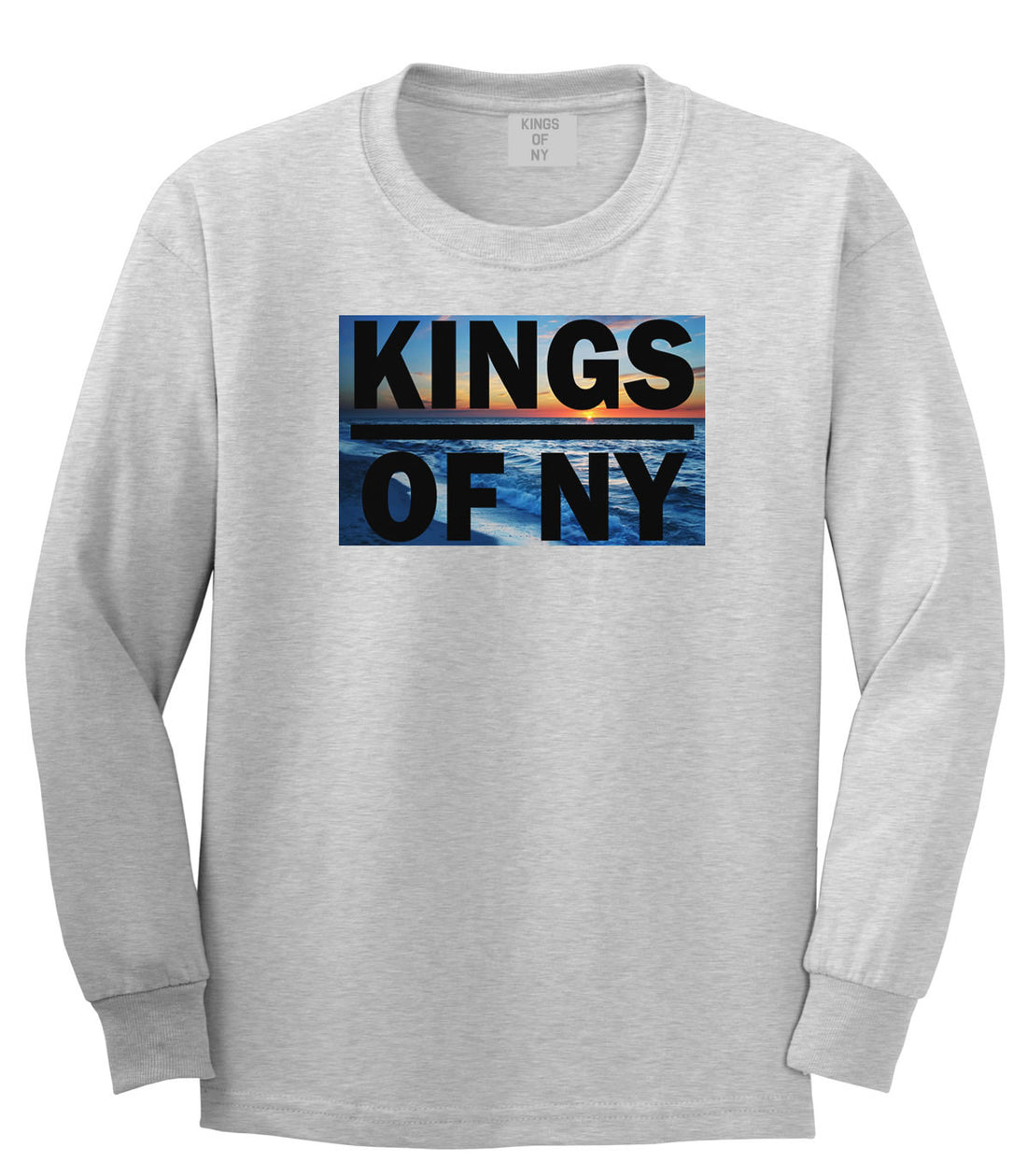 Sunset Logo Boys Kids Long Sleeve T-Shirt in Grey by Kings Of NY