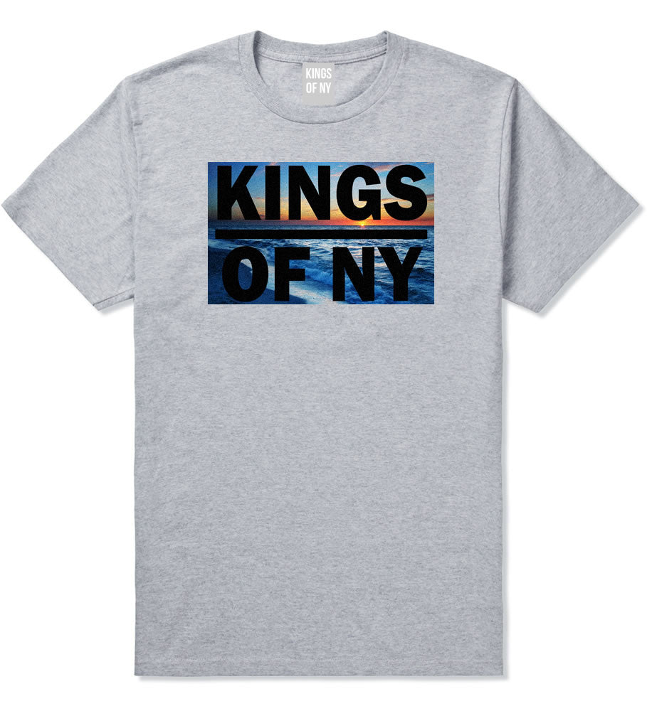 Sunset Logo Boys Kids T-Shirt in Grey by Kings Of NY