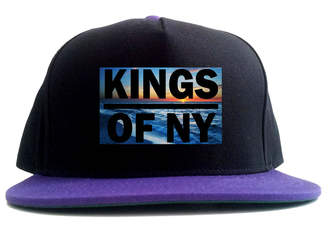 Sunset Logo 2 Tone Snapback Hat in Black and Purple by Kings Of NY