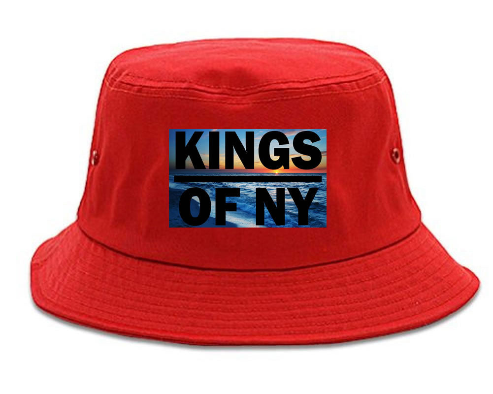 Sunset Logo Bucket Hat in Red by Kings Of NY
