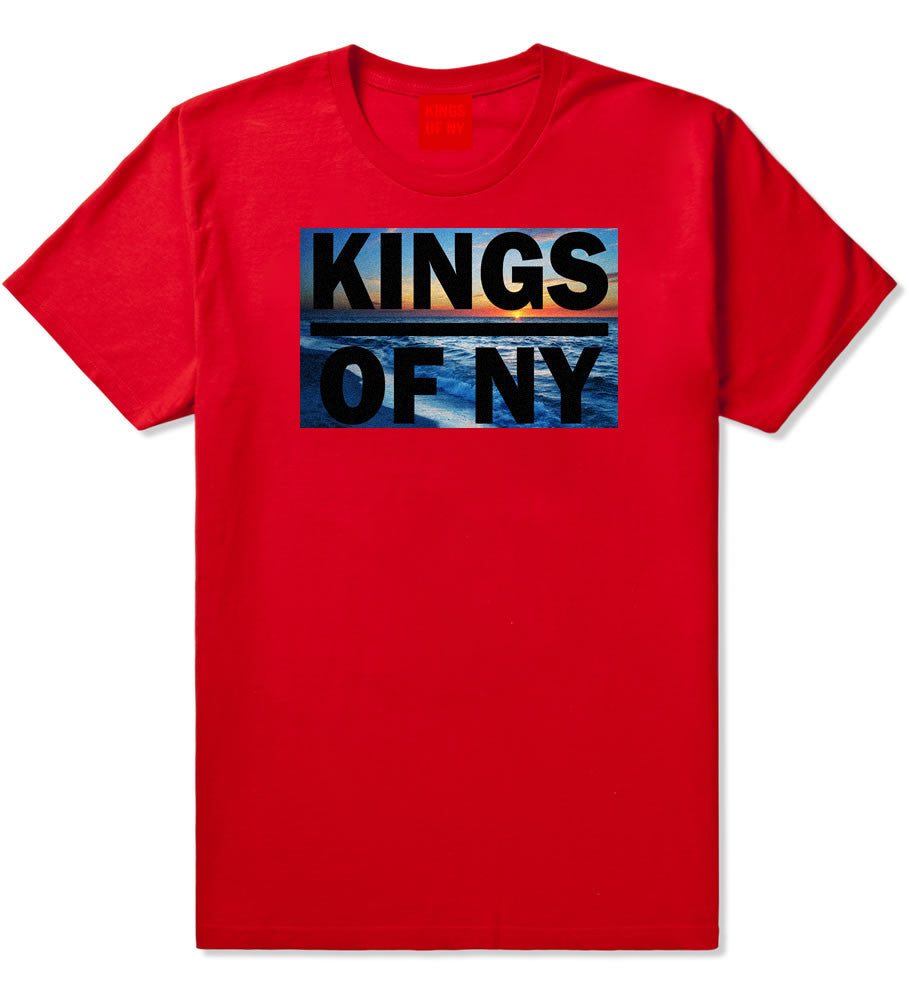 Sunset Logo Boys Kids T-Shirt in Red by Kings Of NY