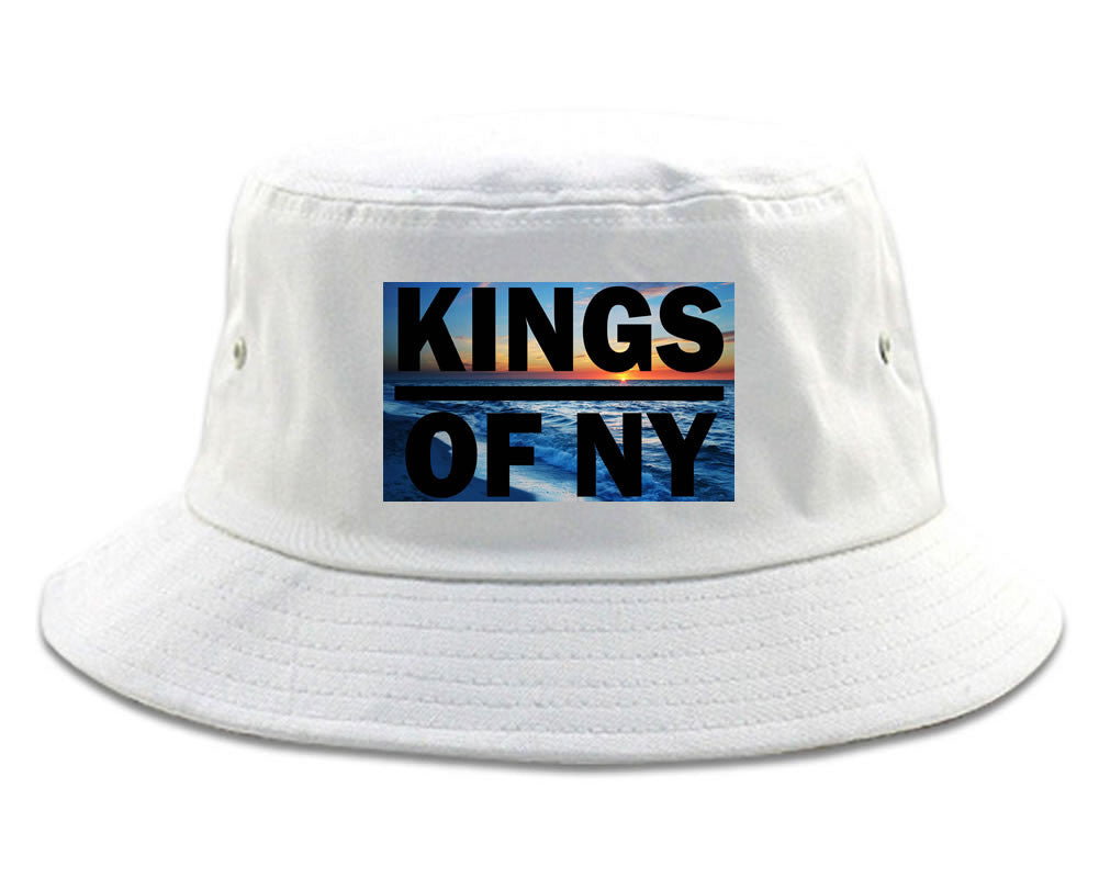 Sunset Logo Bucket Hat in White by Kings Of NY