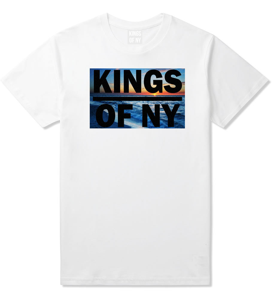 Sunset Logo Boys Kids T-Shirt in White by Kings Of NY