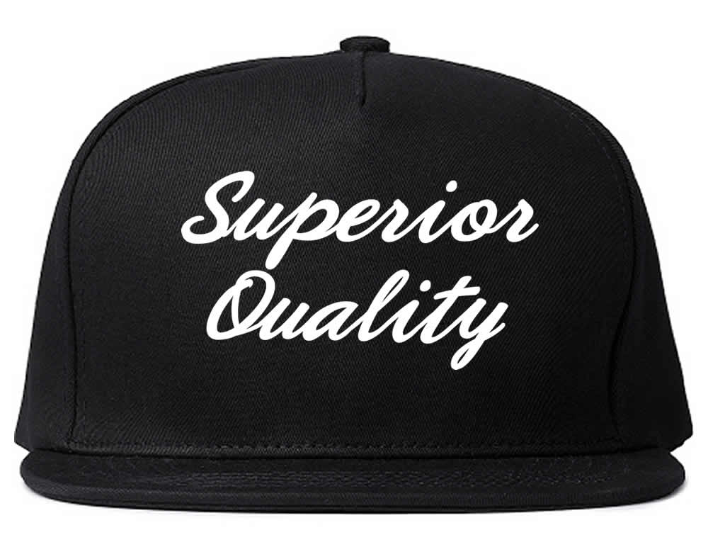 Superior Quality Script Mens Snapback Hat Black