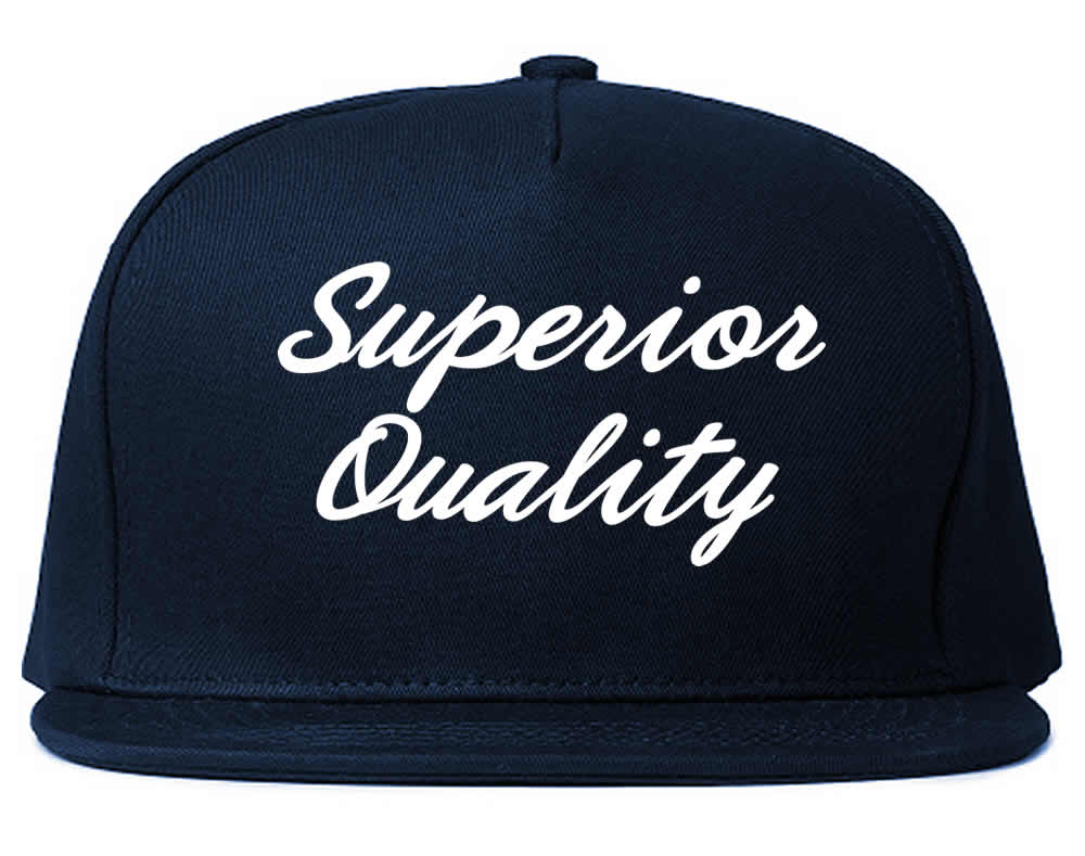 Superior Quality Script Mens Snapback Hat Navy Blue