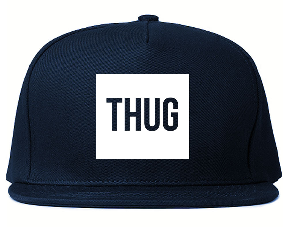 Thug Gangsta Box Logo Snapback Hat in Blue by Kings Of NY