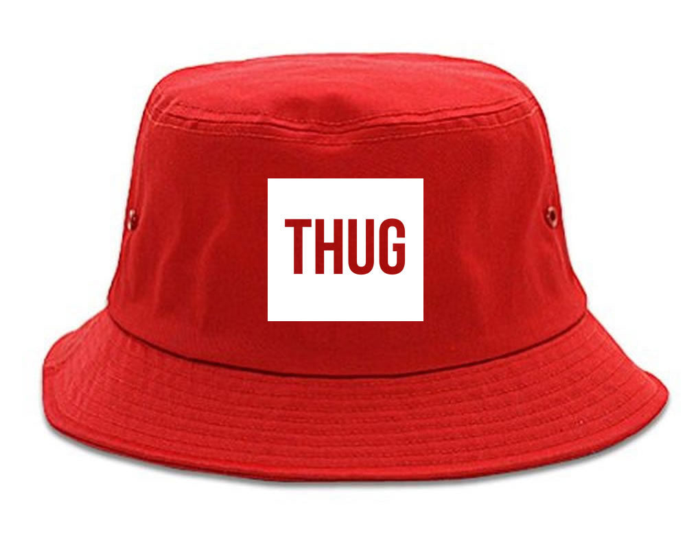 Thug Gangsta Box Logo Bucket Hat in Red by Kings Of NY