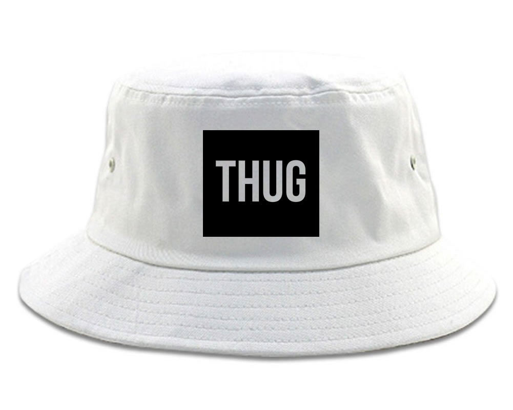 Thug Gangsta Box Logo Bucket Hat in White by Kings Of NY