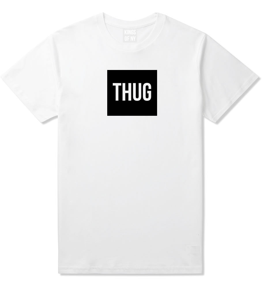 Thug Gangsta Box Logo T-Shirt in White by Kings Of NY