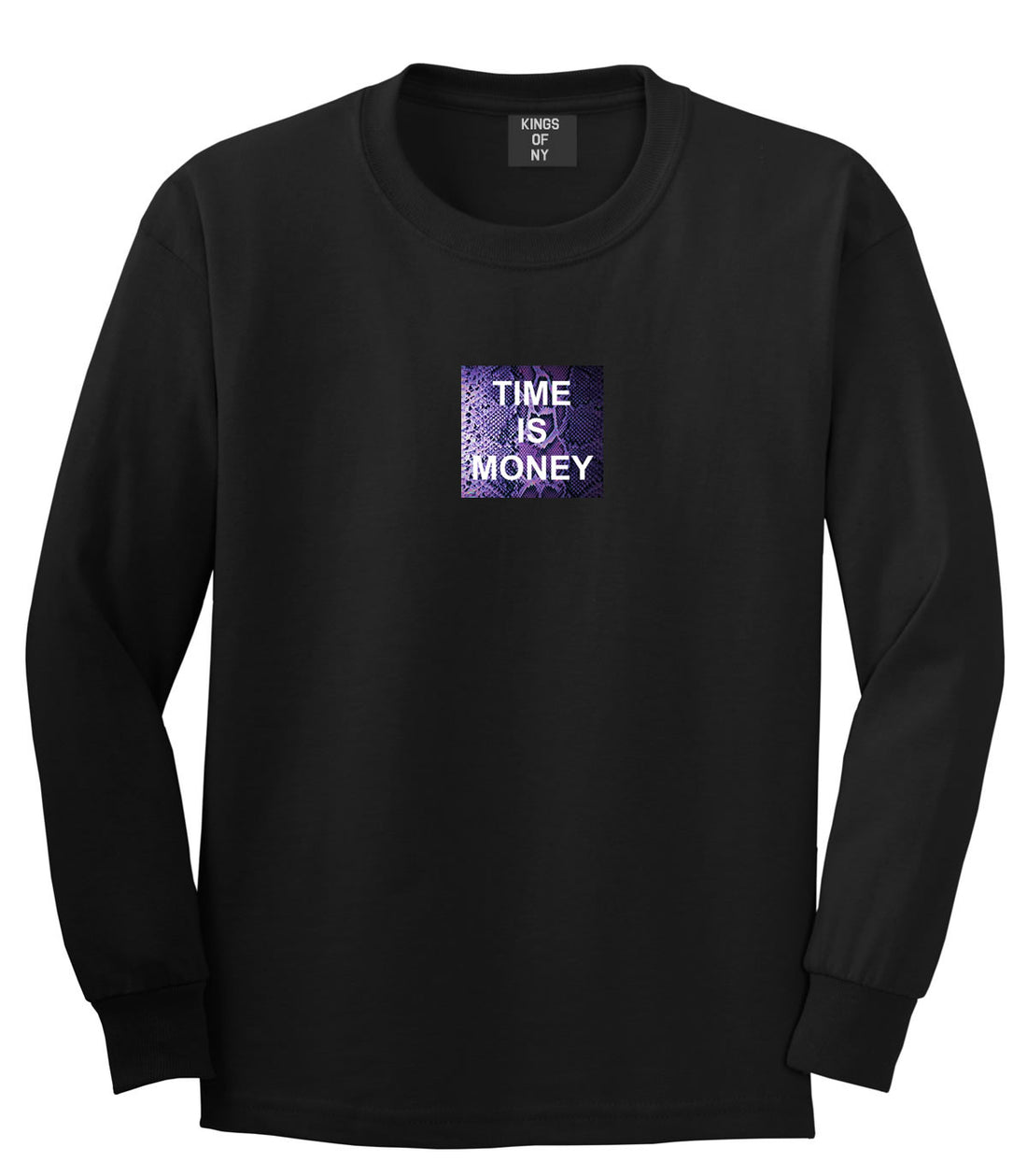 Time Is Money Snakesin Print Long Sleeve T-Shirt in Black By Kings Of NY
