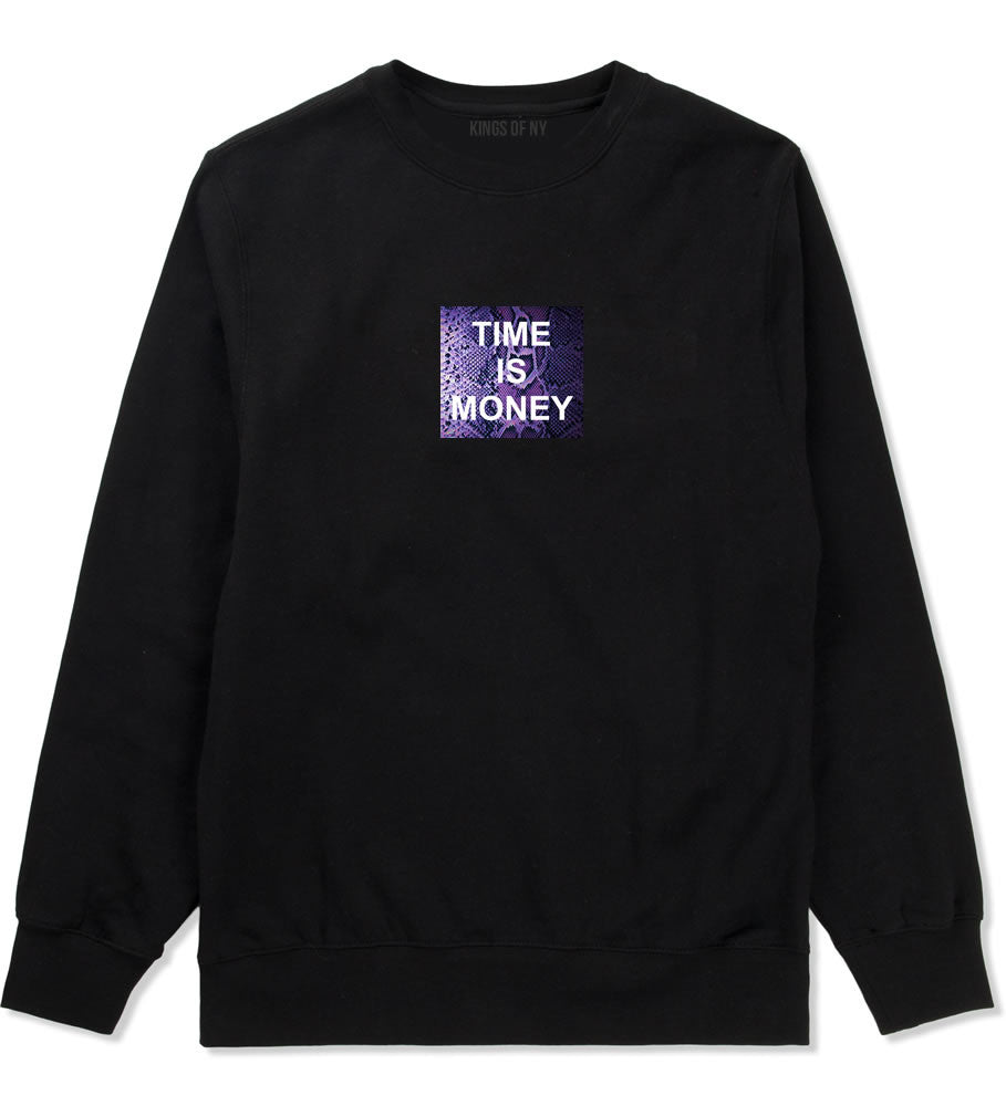 Time Is Money Snakesin Print Crewneck Sweatshirt in Black By Kings Of NY
