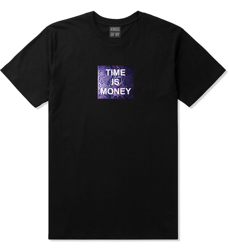 Time Is Money Snakesin Print T-Shirt in Black By Kings Of NY