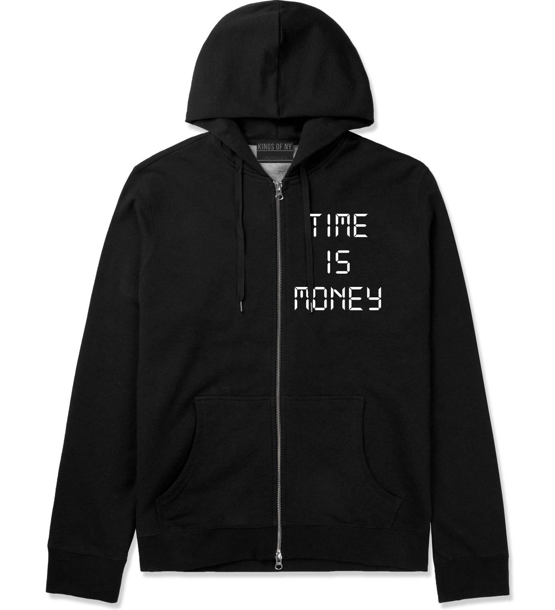 Time Is Money Zip Up Hoodie in Black By Kings Of NY
