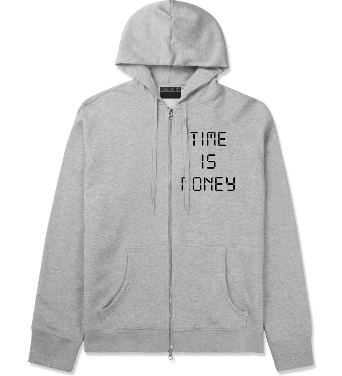 Time Is Money Zip Up Hoodie in Grey By Kings Of NY