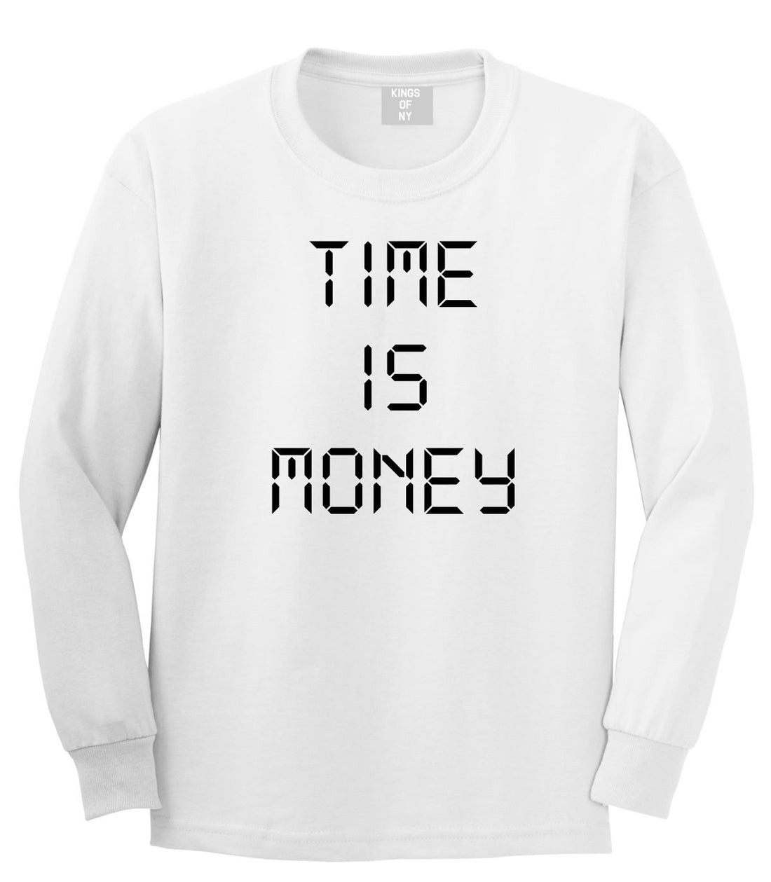 Time Is Money Long Sleeve T-Shirt in White By Kings Of NY