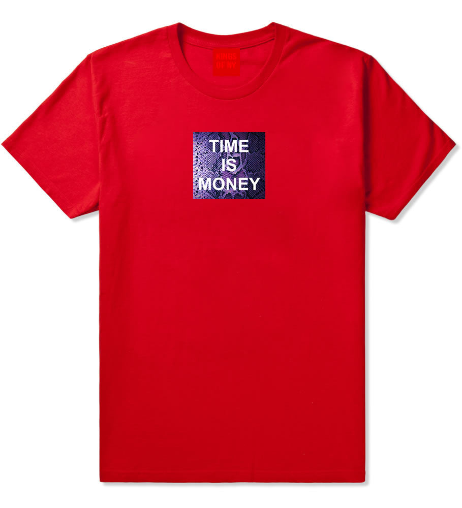 Time Is Money Snakesin Print T-Shirt in Red By Kings Of NY