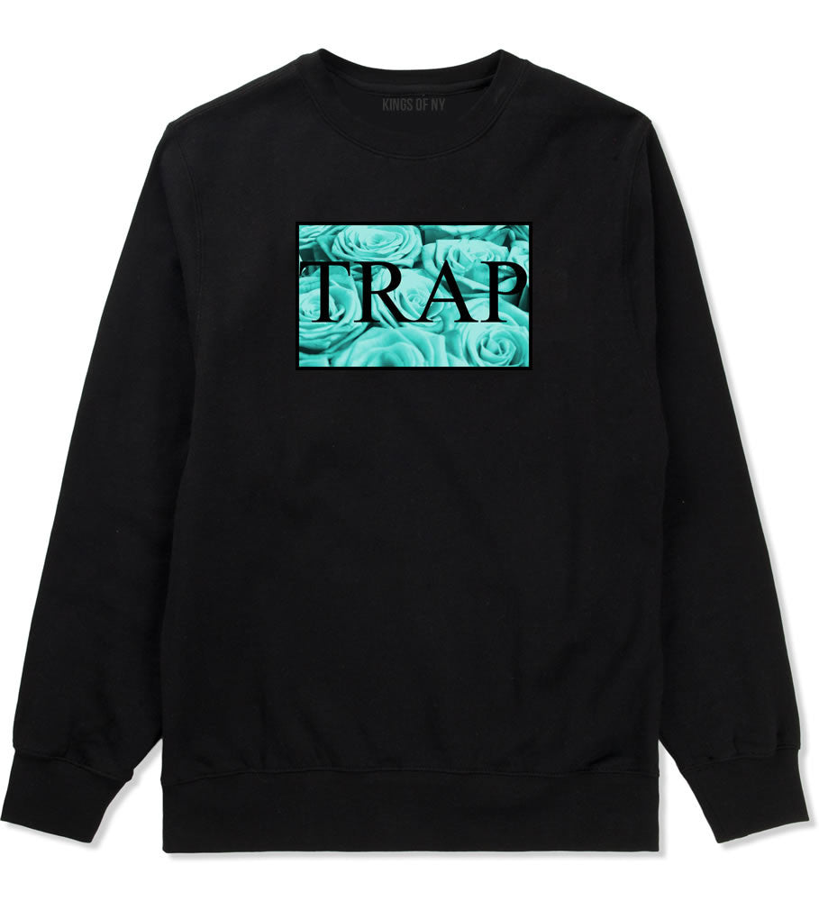 Trap Floral Style Hood Music Hood Dope Boys Kids Crewneck Sweatshirt In Black by Kings Of NY