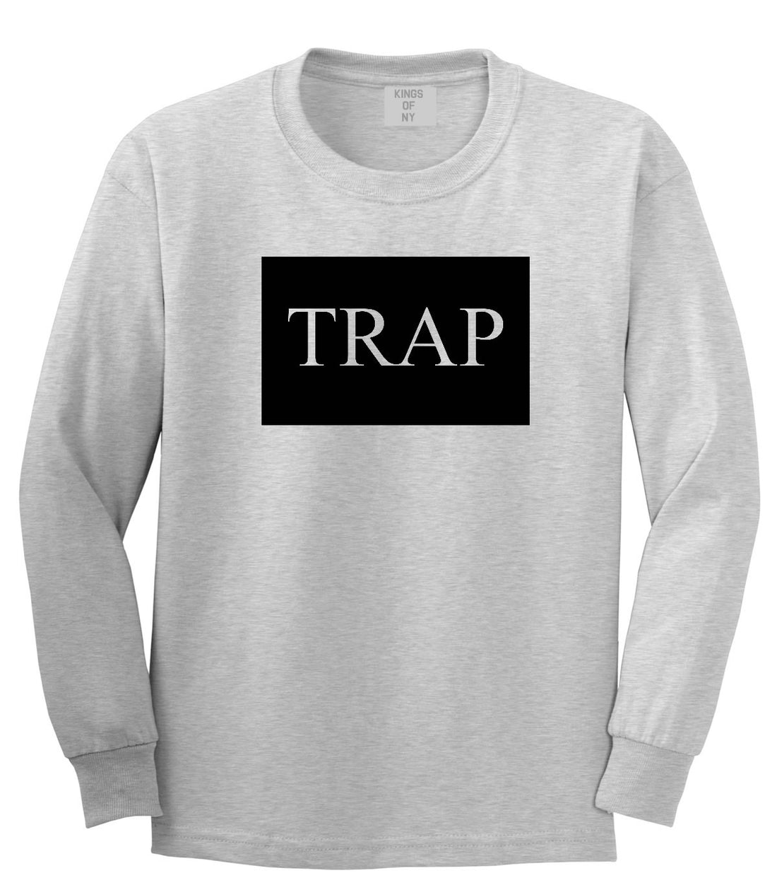 Trap Rectangle Logo Long Sleeve T-Shirt in Grey By Kings Of NY