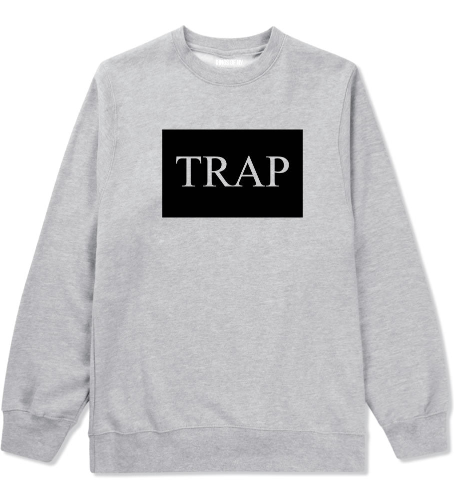 Trap Rectangle Logo Boys Kids Crewneck Sweatshirt in Grey By Kings Of NY